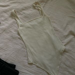 Topshop Ribbed Square Neck bodysuit